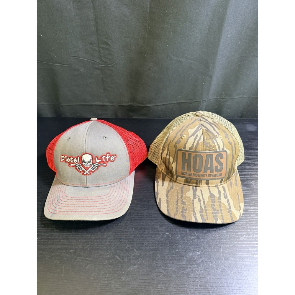 Richardson 112 Trucker Hat Lot of 2 Diesel Life HOAS Camo Snapback Caps READ